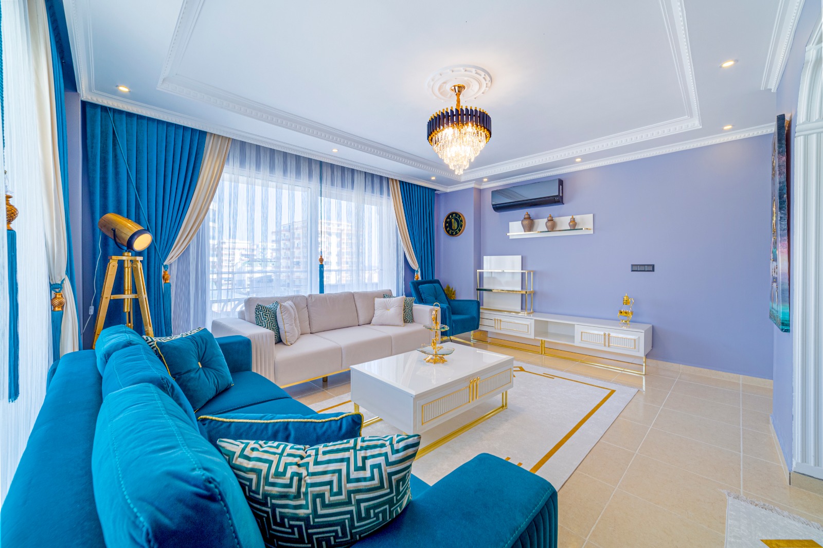 Three-room apartment with new furniture and side sea view on Barbarossa street, 115m2 фото 1