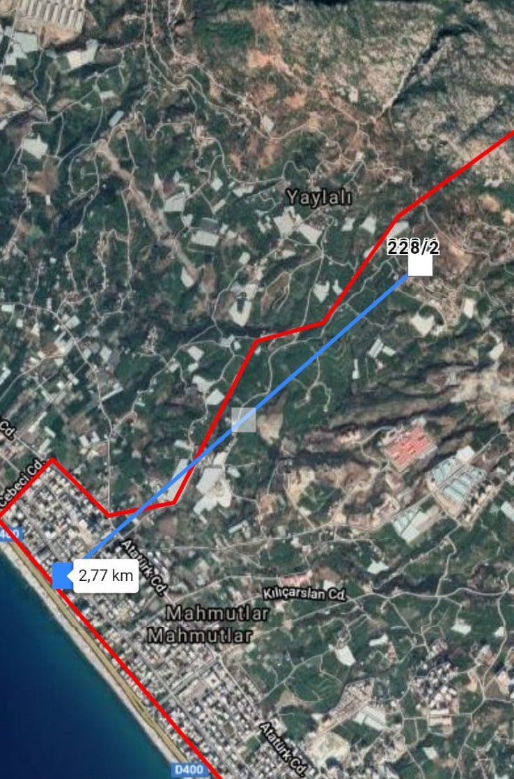 Plot of land 1073 m2 with a panorama of the Mediterranean Sea and the Fortress. Mahmutlar, Alanya. фото 2