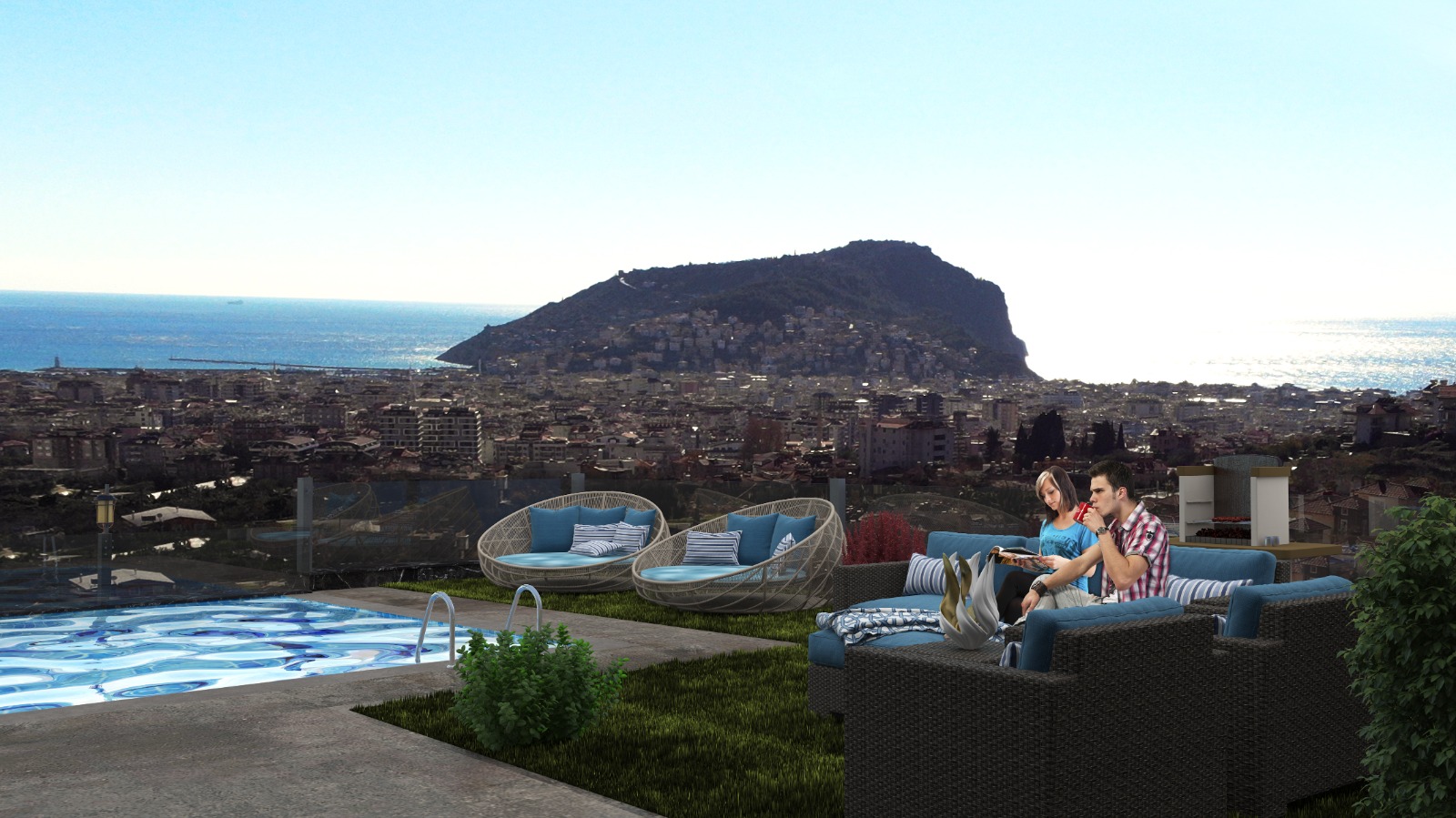 Two villas 4+1 elite class with panoramic views of the sea and the fortress. Center, Alanya. фото 1
