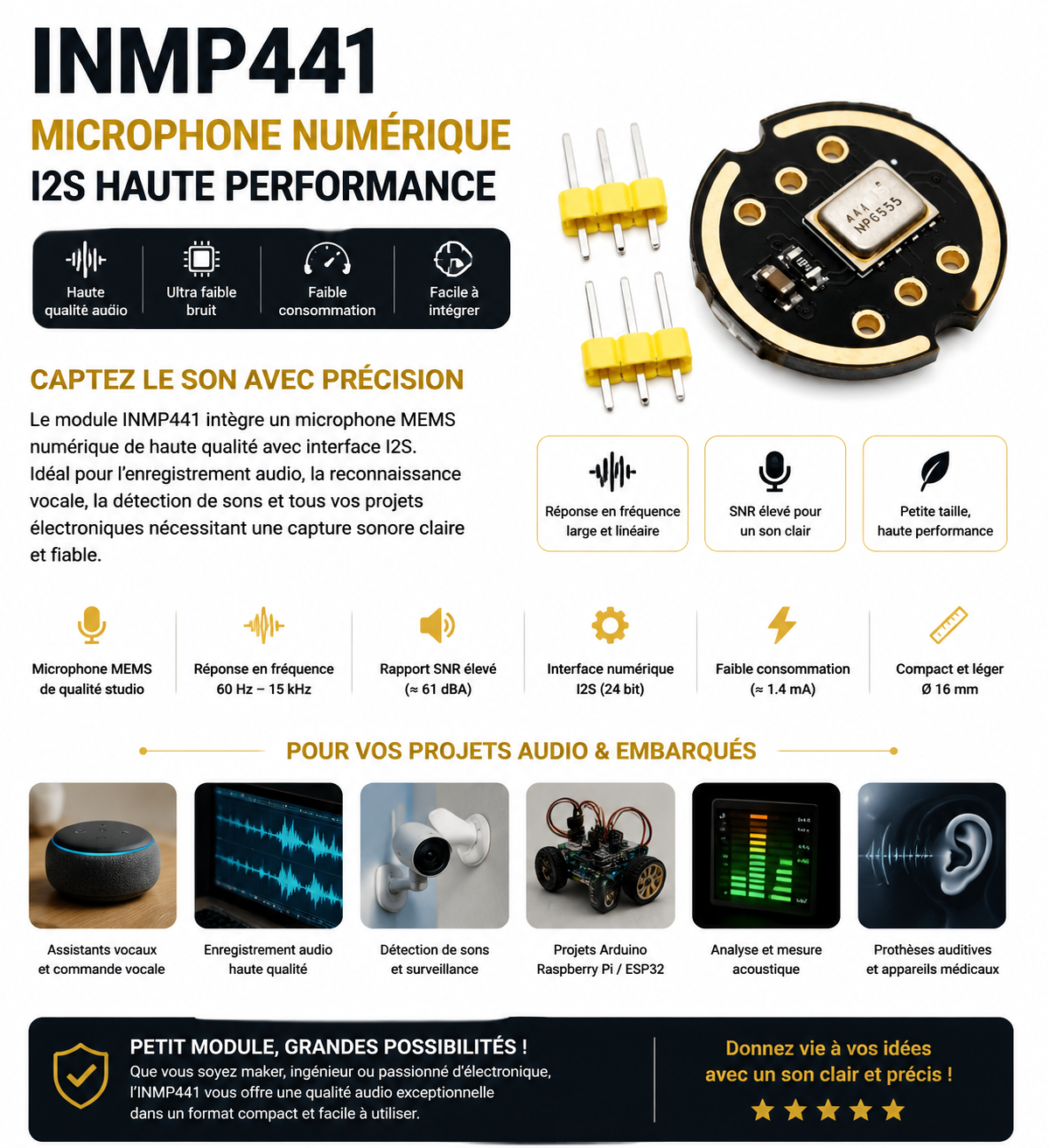 Module RFID RC522 — Carte + Badge inclus