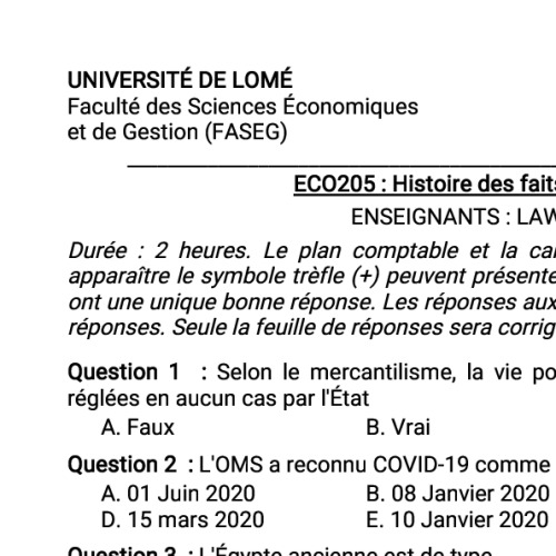 Couverture de Histoire des faits économiques et sociaux 