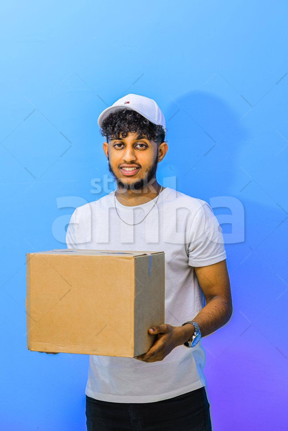 Handsome Delivery Man with Box