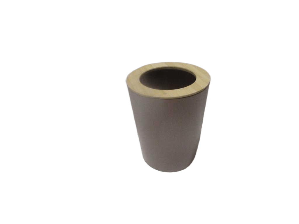 Dustbin Metal Evasee Avec Couvercle Bambou 5l - Cappuccino/Bambou