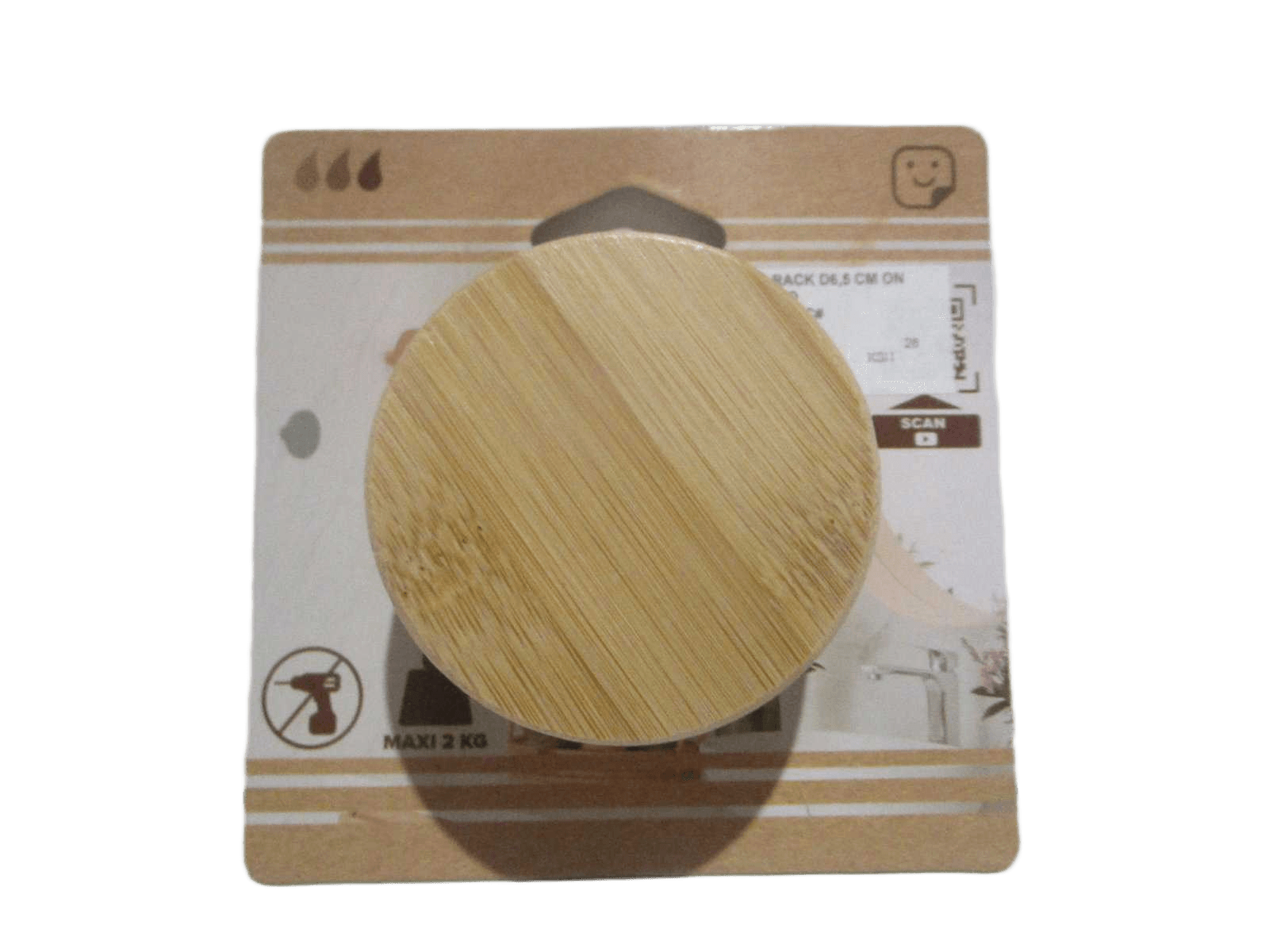 Hook Bamboo Rack D6,5 Cm On Sticker - Bamboo