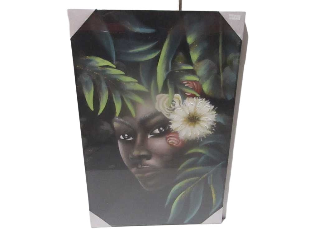Painting 3d-Handmade African Wooman Ps Frame Black Packing Blister 80x120cm
