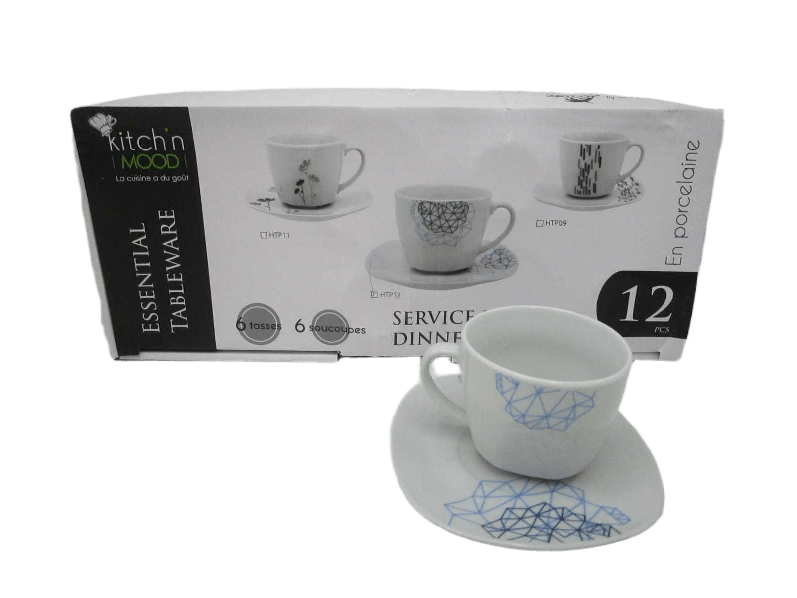 Round Tea Set 6 Cups + 6 Saucers Porcelain200cc Cup&saucer 6+6