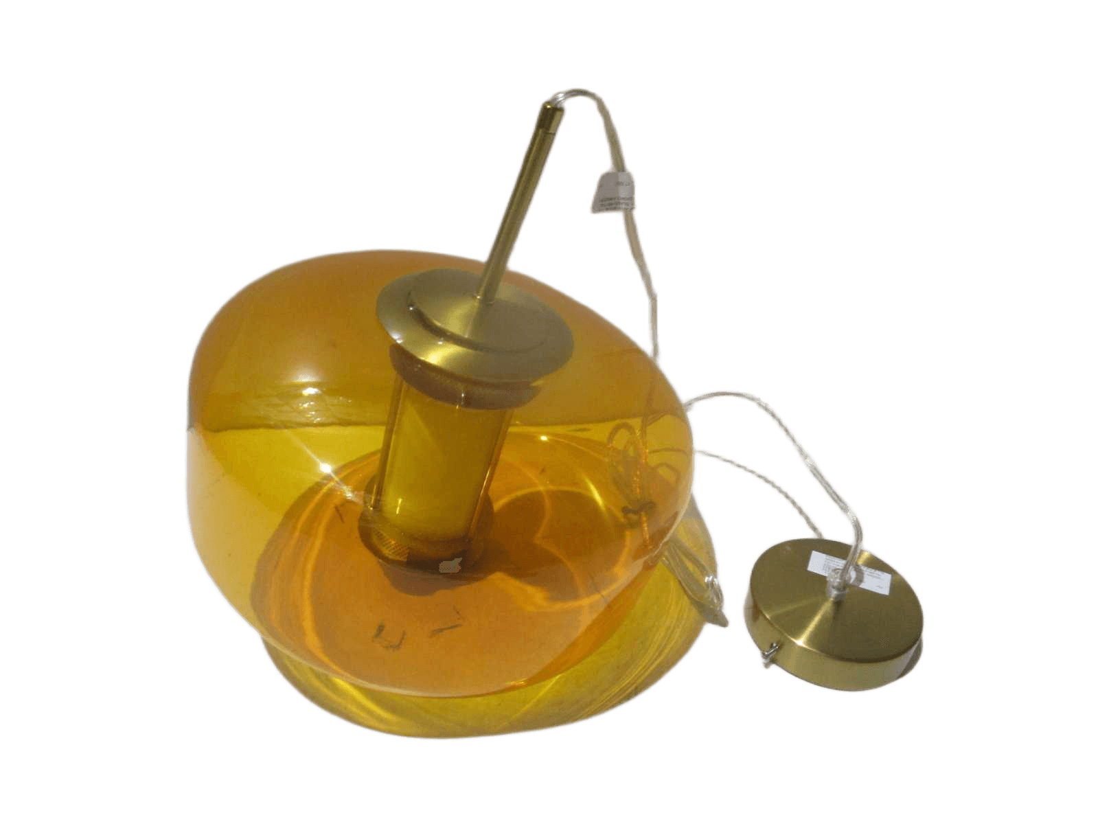 Pendant Lamp With Bulb T10 Amber+ Gold Glass+metal D32*h28