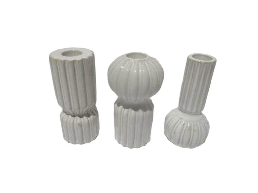 Candleholder Ribbed 125mm 3ass