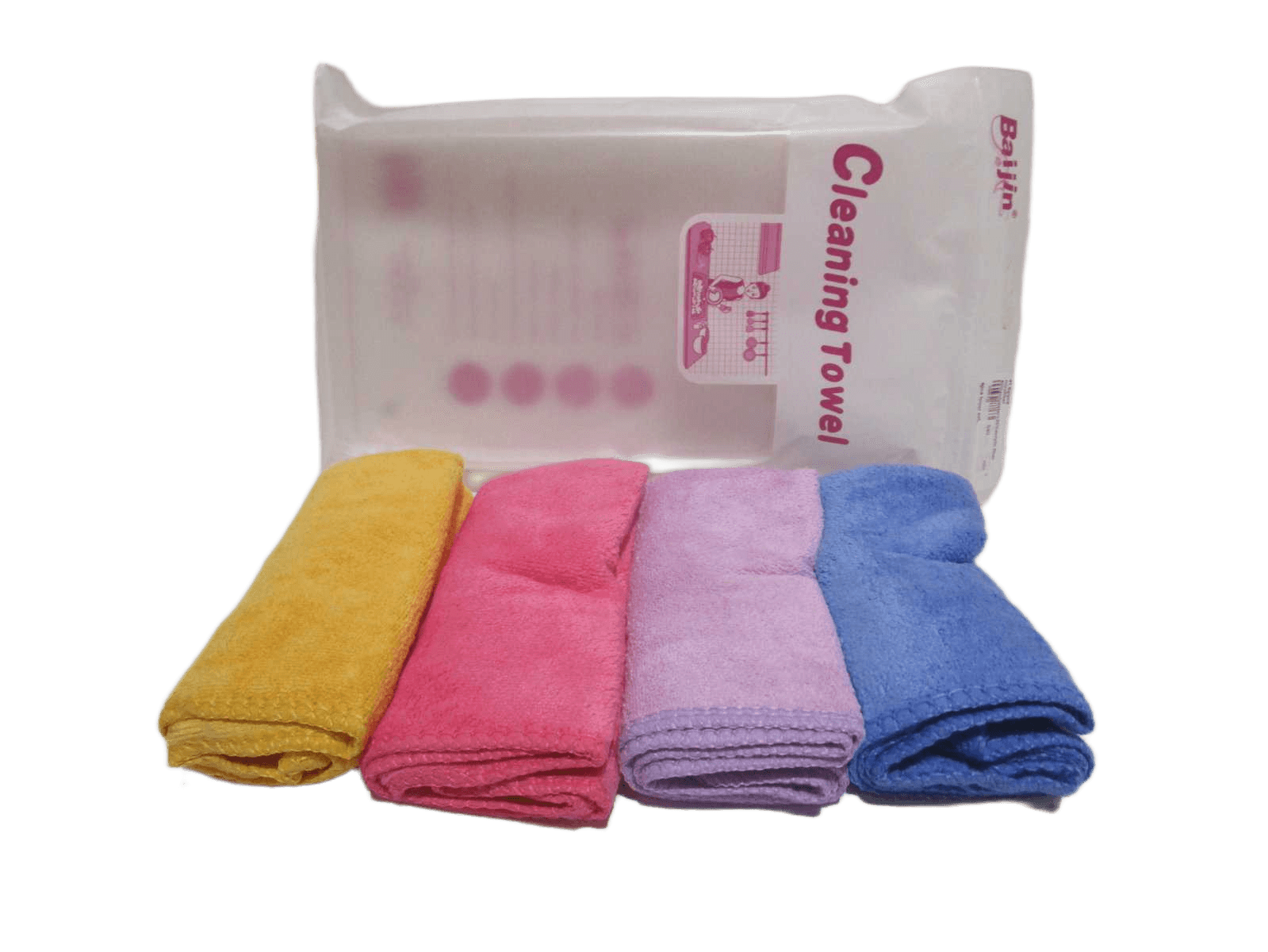 4pcs Towel Set, 41.6g/Pcs Mirofiber 80%polyester+20%acrylic Fiber Packing Plastic Random Ass 30*40cm 1cl=