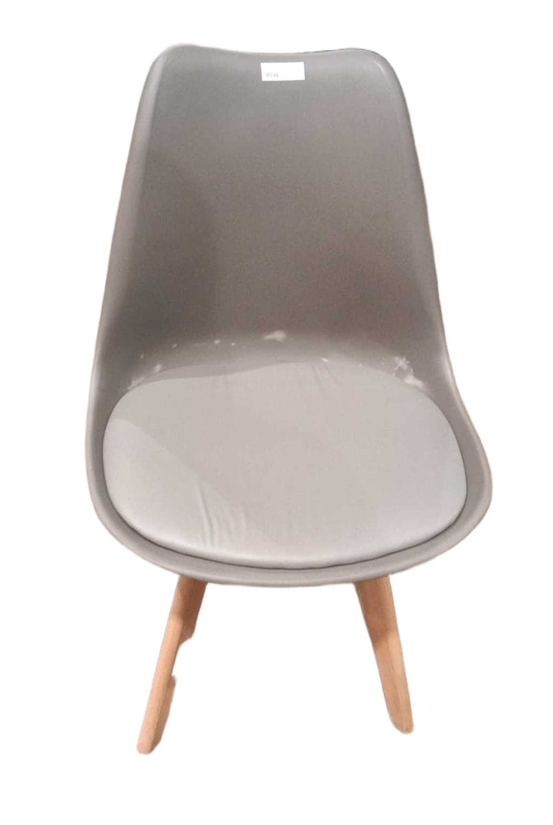 Dining Chair With Pu Cushion Grey Pp+pu+beach Wood 48x52x82 Cm