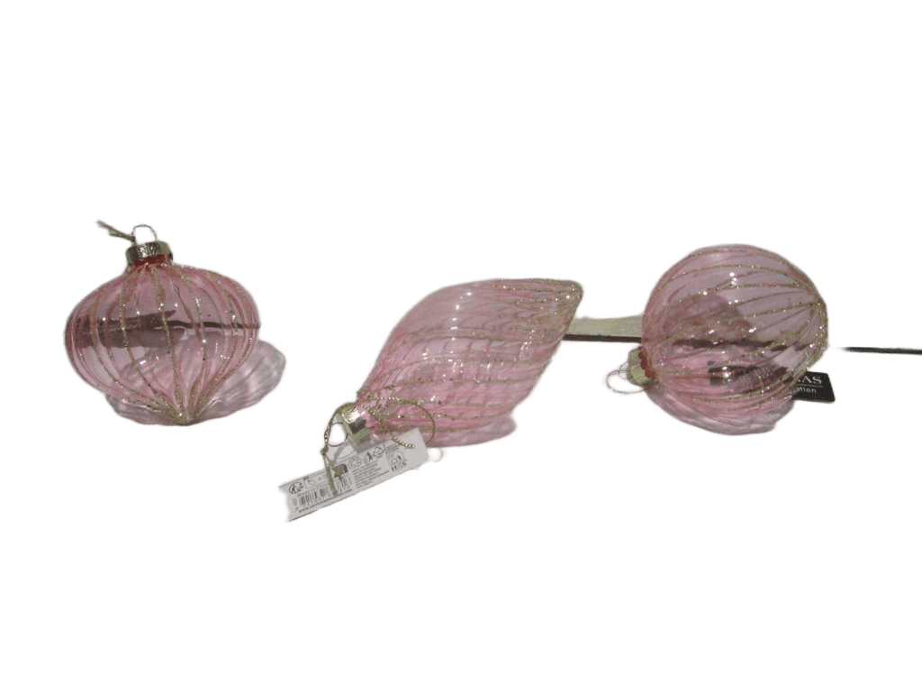 Ornament Glass Pink 3ass
