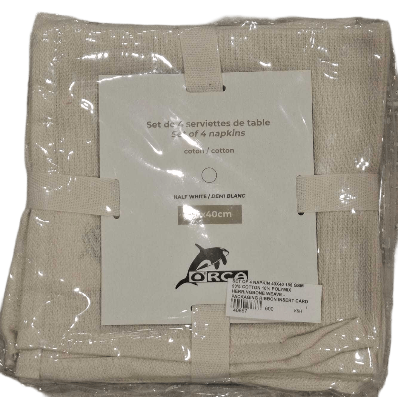 Napkin Set Of 4 40x40 185 Gsm 90% Cotton 10% Polymix Herringbone Weave - Packaging Ribbon Insert Card + Polybag 1cl=