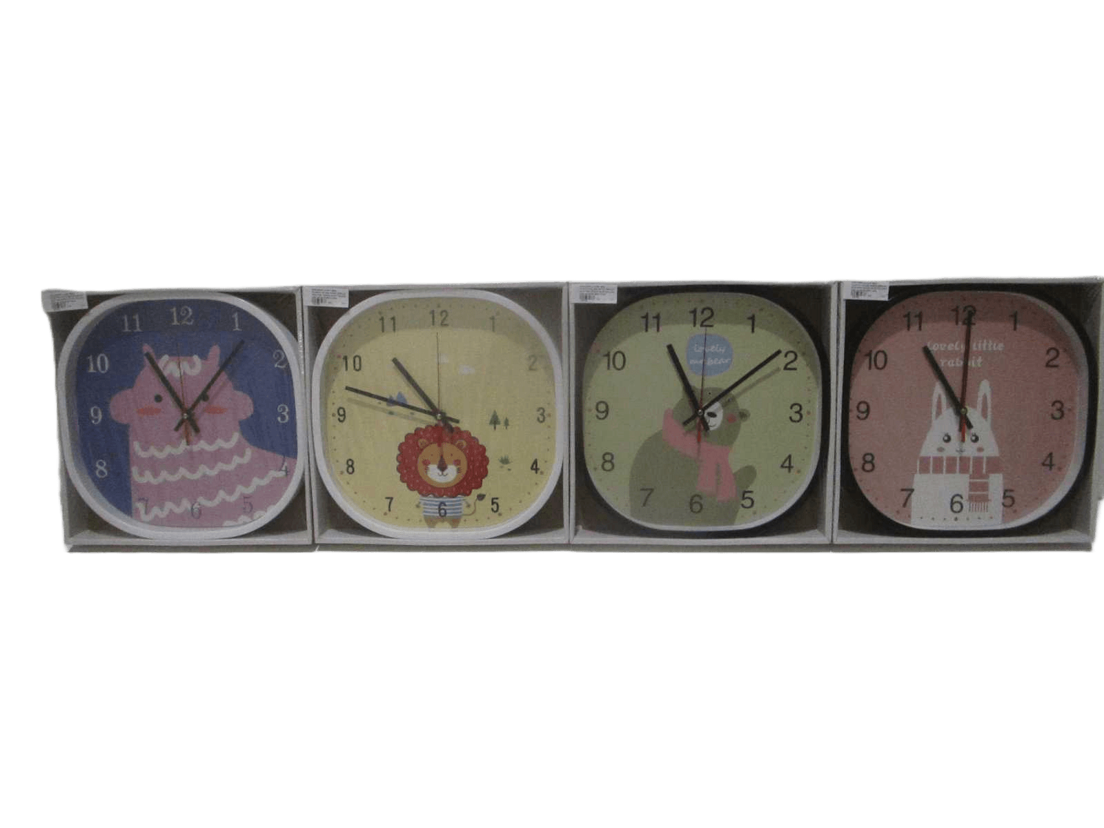 Clock Children -485g Plastic+glass White Display Box Pink Green Blue Yellow Ass 30*30cm