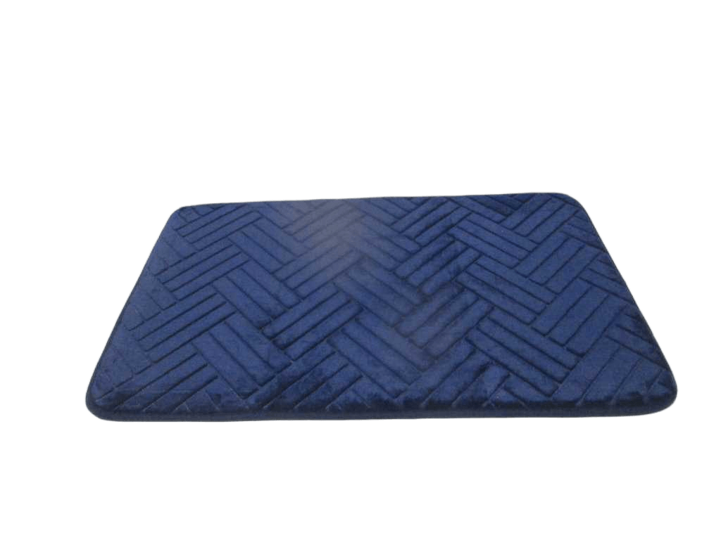Bathroom Mat Design Rectangular , Polyster 1cm Dark Blue 50x80