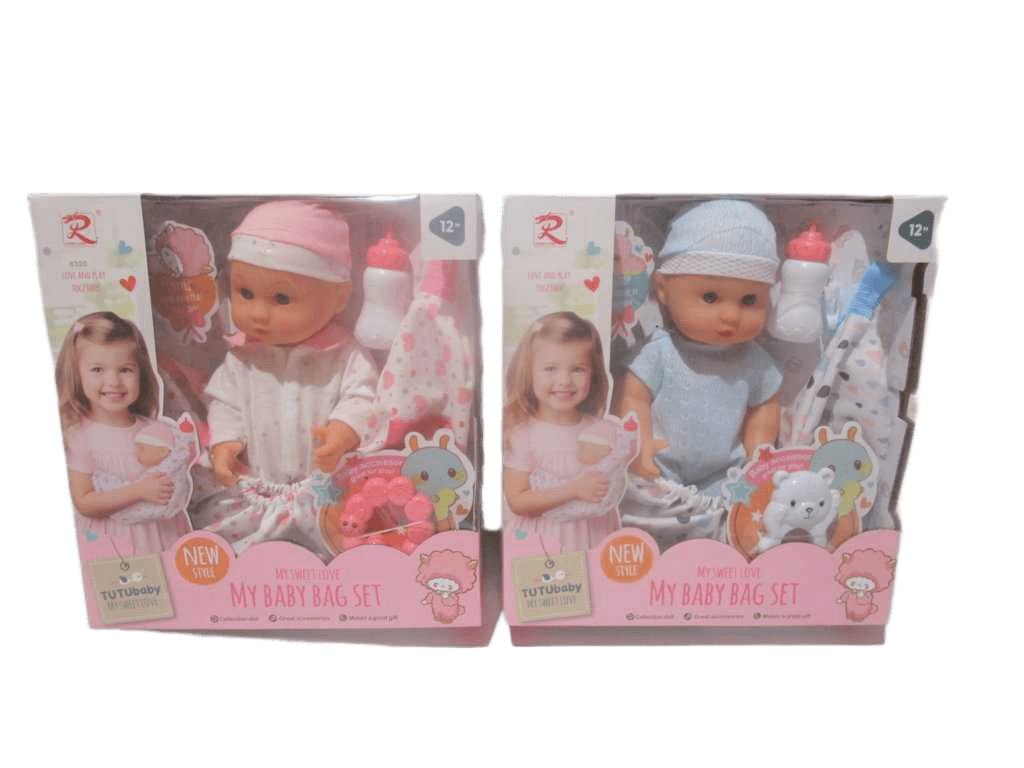 Baby Bag Set Can Drink And Pee-Pee Display Box 2 Design Mix 12''