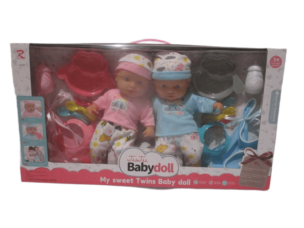 Baby Twins Doll Set Display Box As Sample 13''