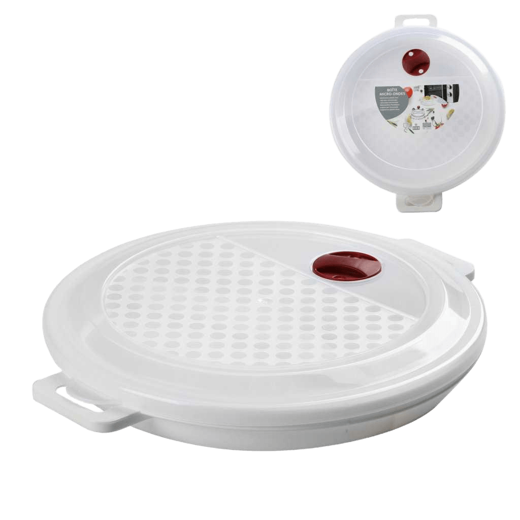 Microwave Box 1l Plastic With Ruby Wine D23cmxh4cm Valve