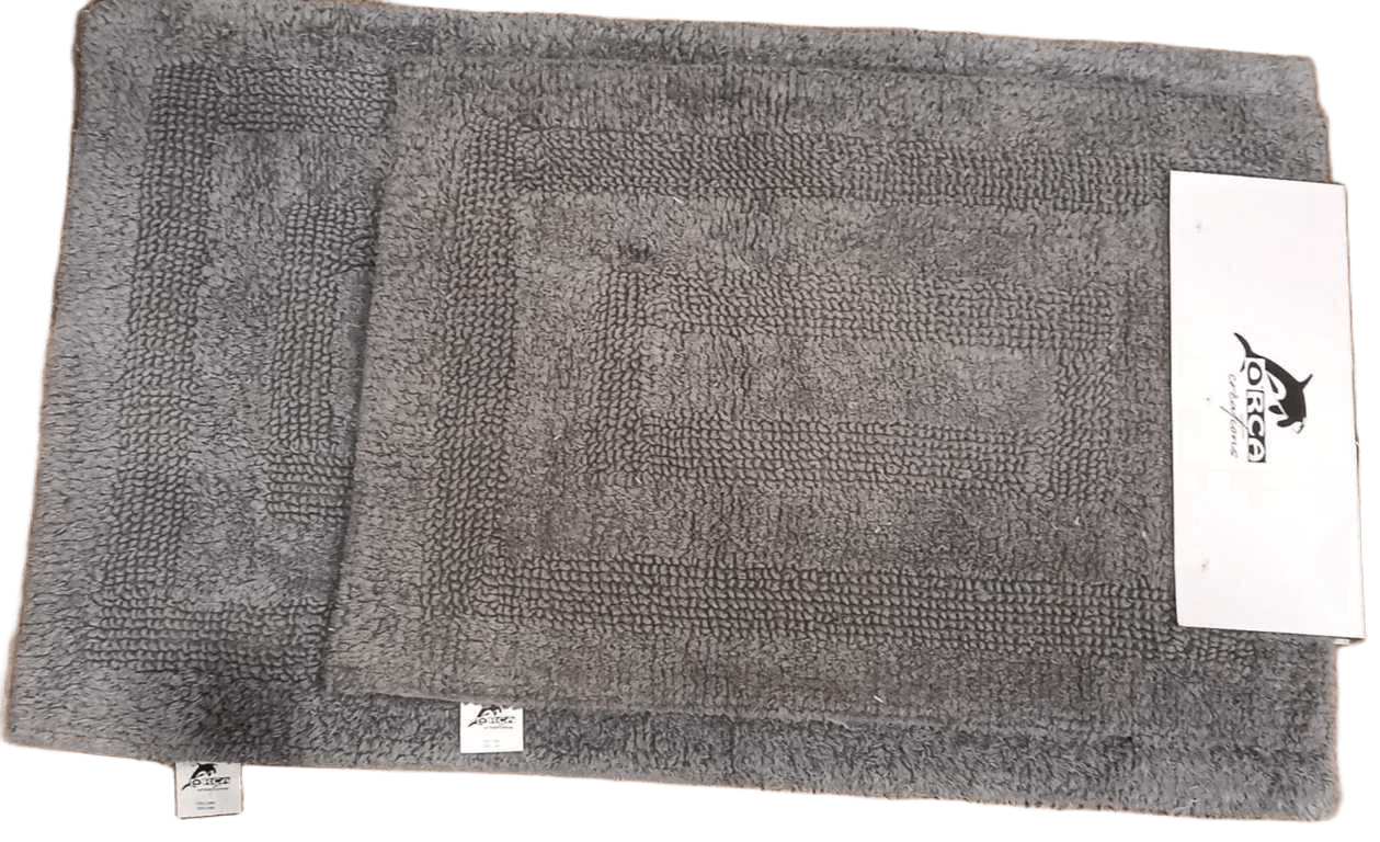 Bath Mat Set Of 2 Double Face 2300 Gsm Cotton Pile Packing With Hanger And Band With Cardboard Band With Logo