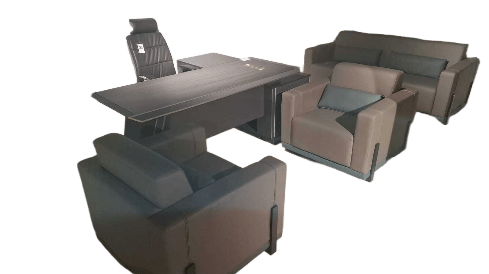 Office Sofa 3+1+1 Grey + Navy Blue Pu+pvc 920*850*790 1950*850*790