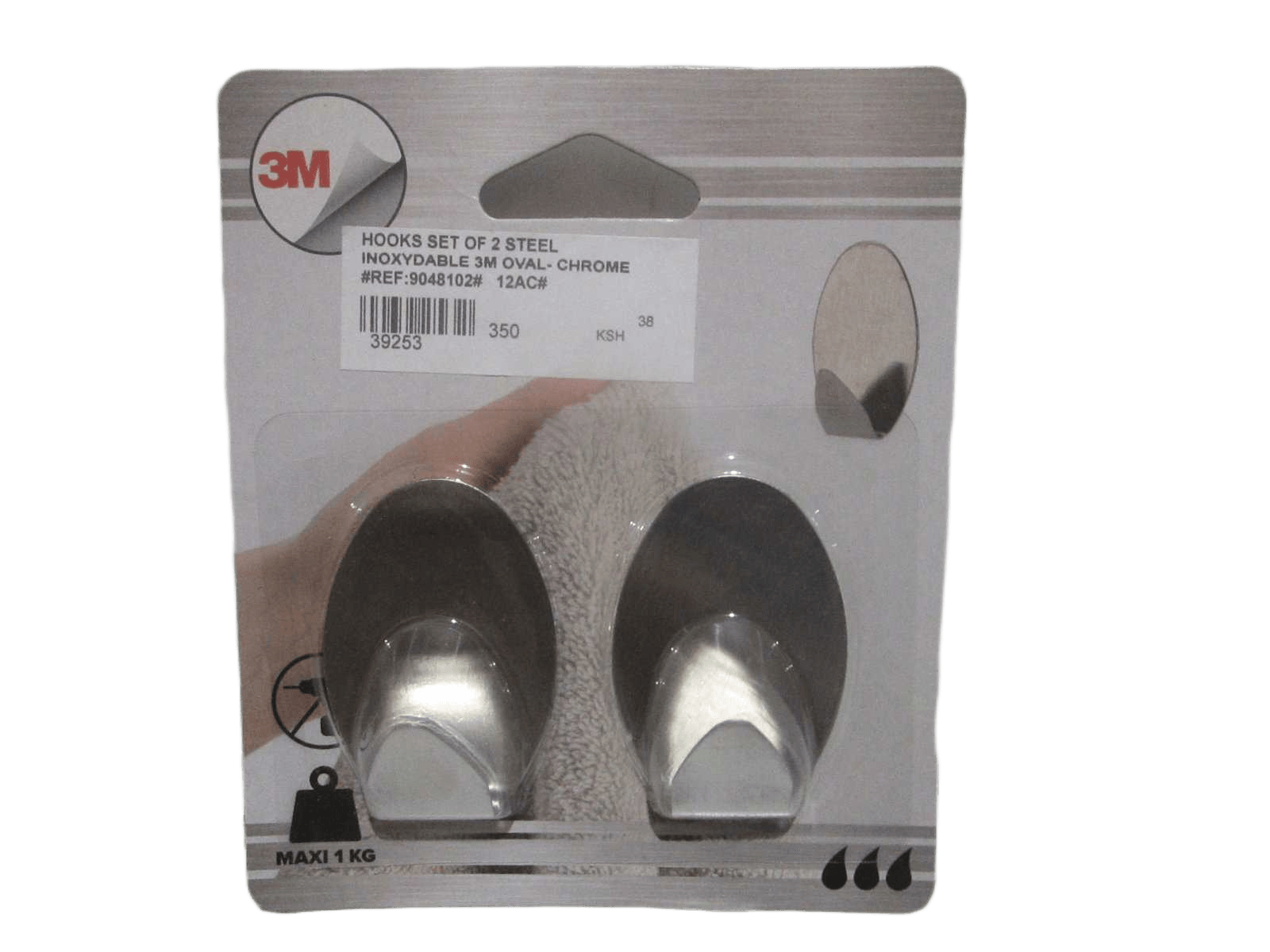 Hooks Set Of 2 Steel Inoxydable 3m Oval- Chrome
