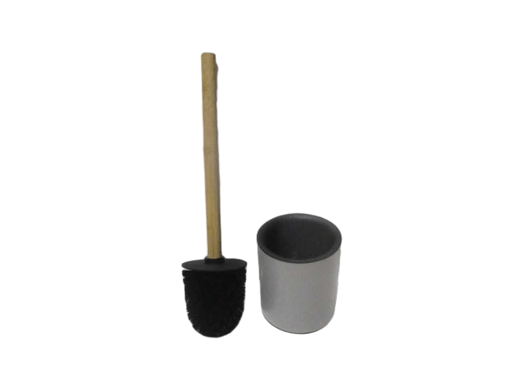 Brush Toilet Wc Metal Tige Bambou - Gris Clair