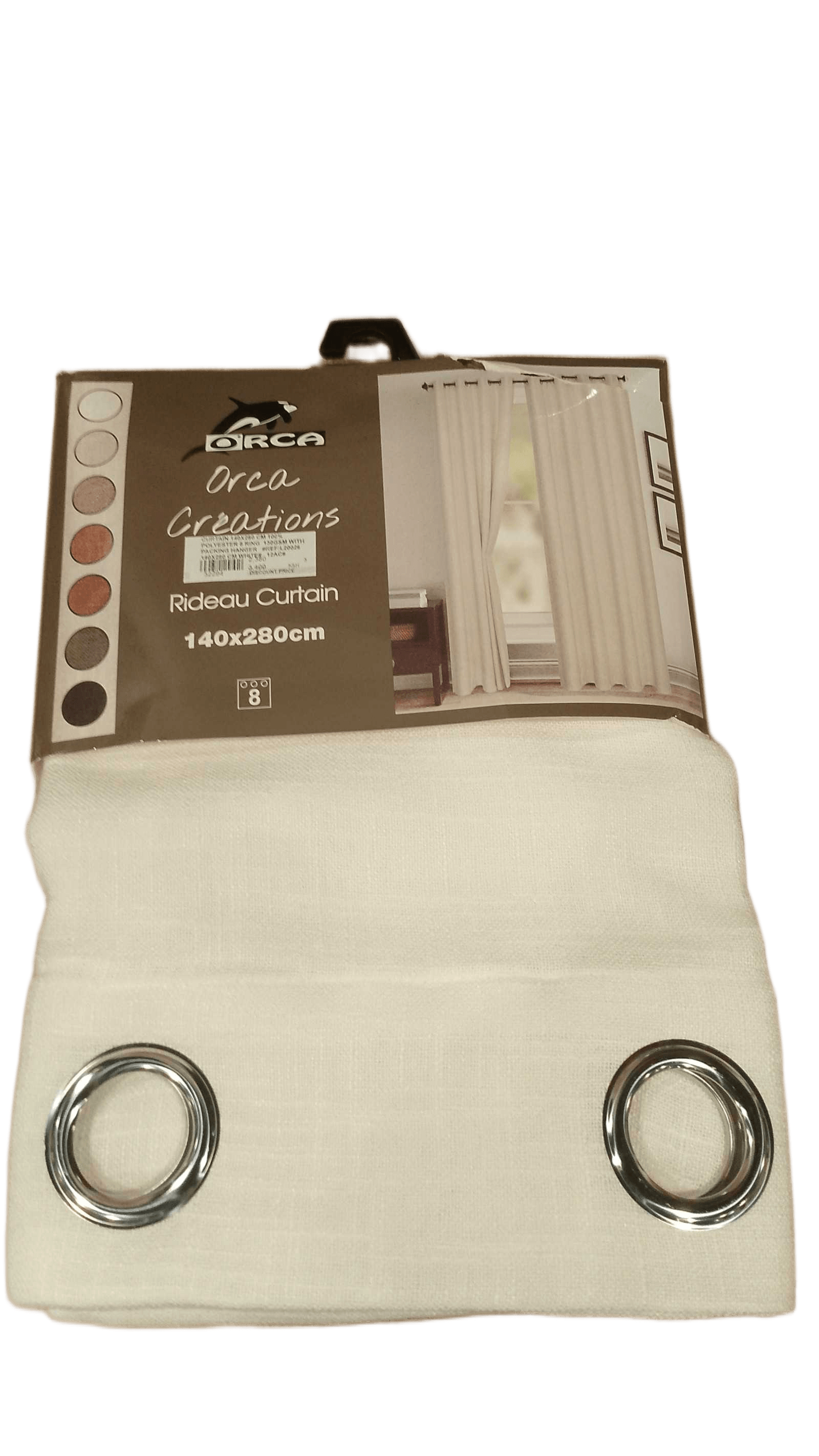 Curtain 140x280 Cm 100% Polyester 8 Ring 130gsm With Packing Hanger