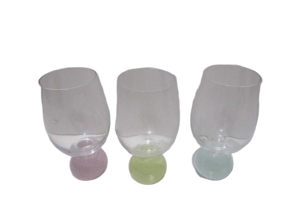 Wine Cup With Color Round Base Bubble Paper+brown Box Packing 'yellow Light Green Pink '8.5x8.5x16 350ml