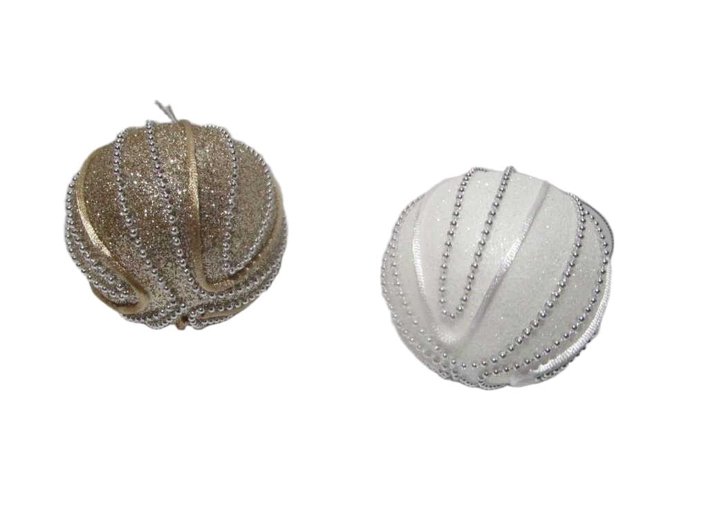 Ball Xmas 80mm Glitter 2ass
