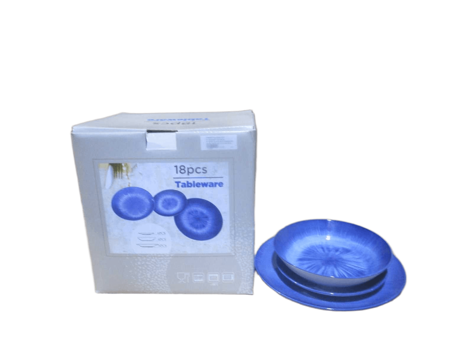 Dinner Platex6 10.5'' 8'' Dessert Platex6 8'' Soup Plate X6 Stoneware Blue 18pcs Set Color Box, Stoneware