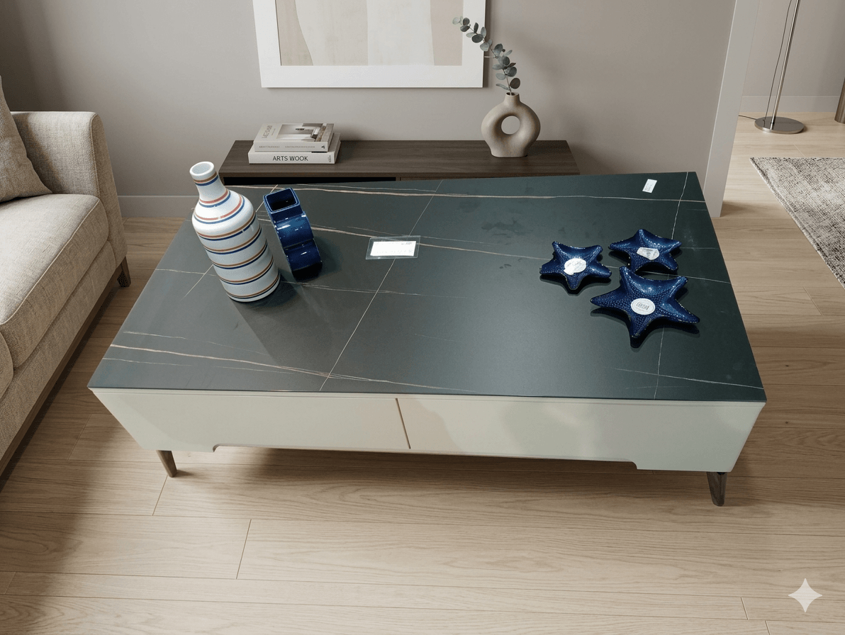 Coffee Table Carbon Steel + Ceramic Table Top + Mdf As Photo 1300*700*410
