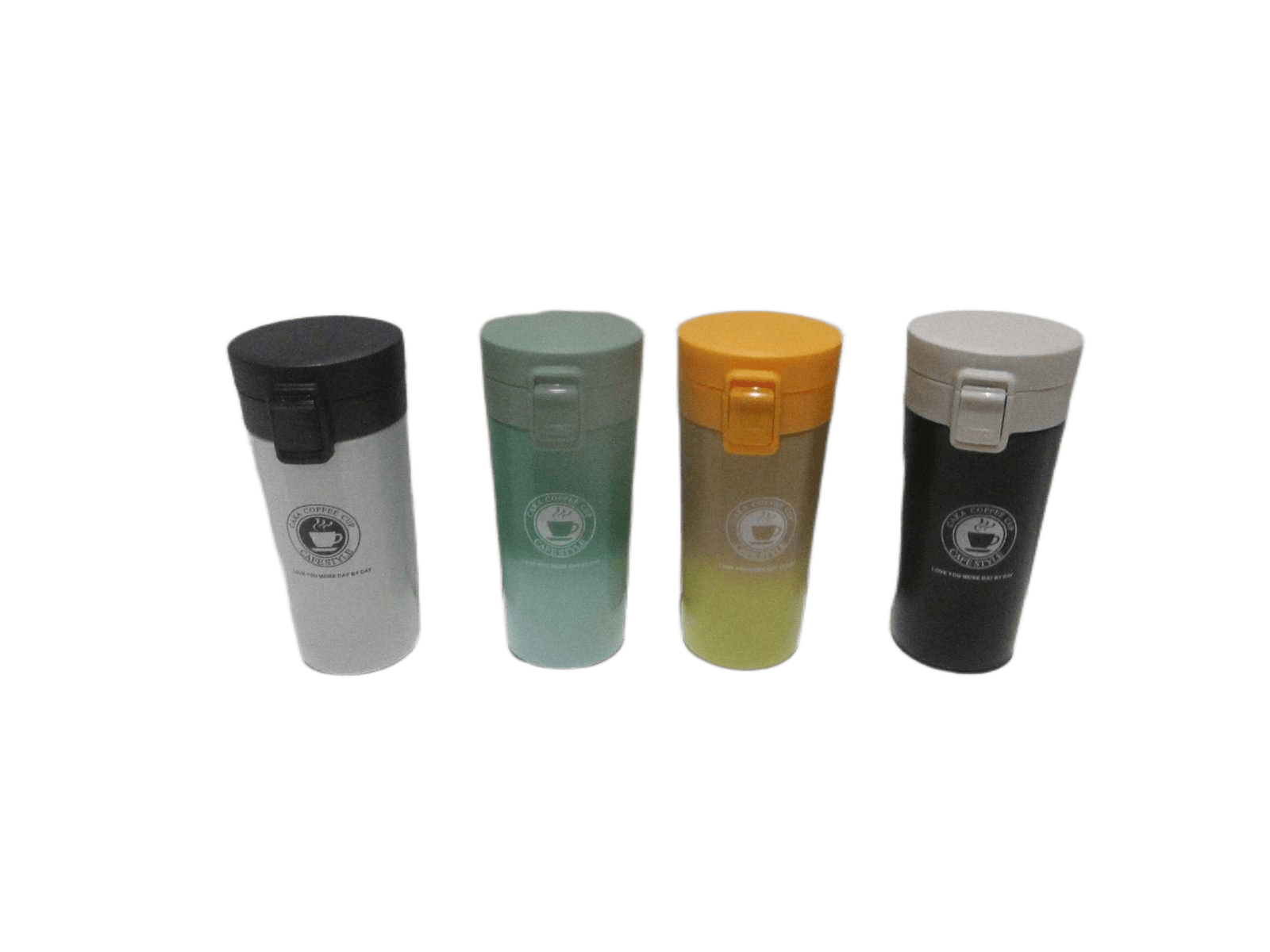 Vacuum Cup Ss Body+plastic Cover White Box 4 Color Assorted Green, Yellow, B/W, Grey 380ml
