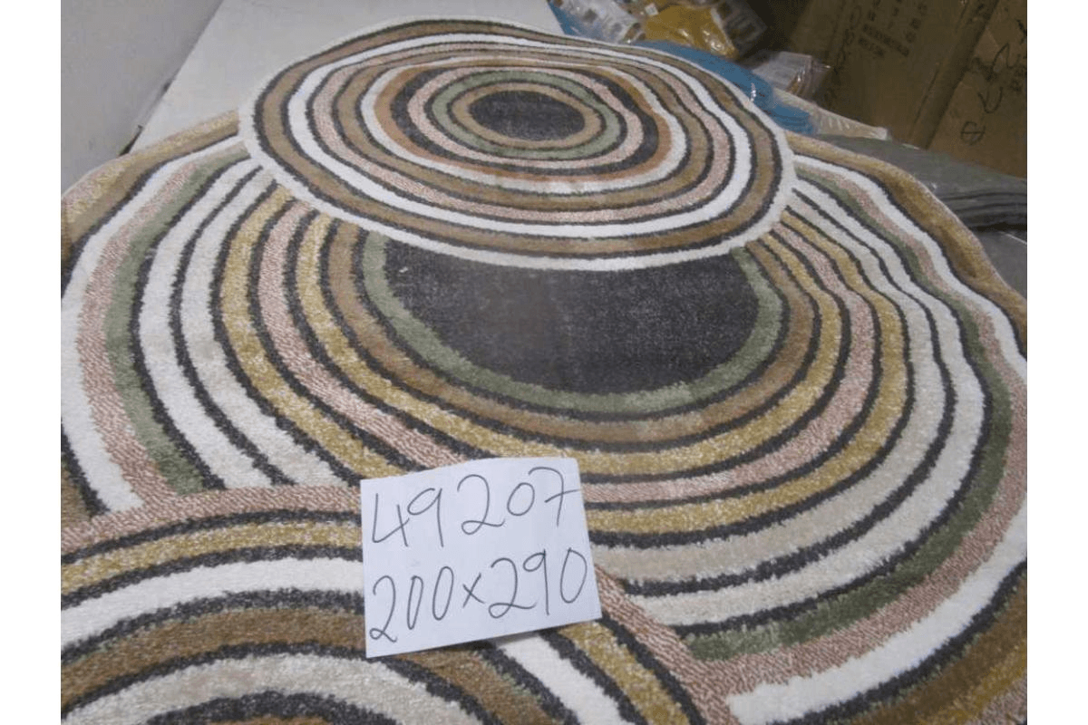 Carpet 200x290 Rio Soft Yarn Headset With Shrink Polyester 2,200 Grm / Sqm 224,000 Pnt/Sqm 12mm Pile Height Free Shape Hjy35 Green/Beige