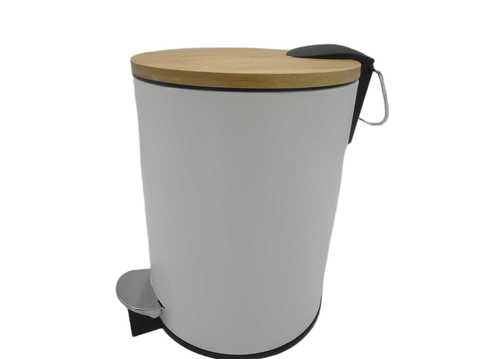 Trash Can Metal Fall Brake 2.5l - White/Bamboo