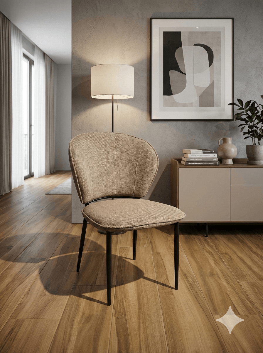 Dining Chair Black Metal Feet Uf925-03 Taupe 51.5*49*84