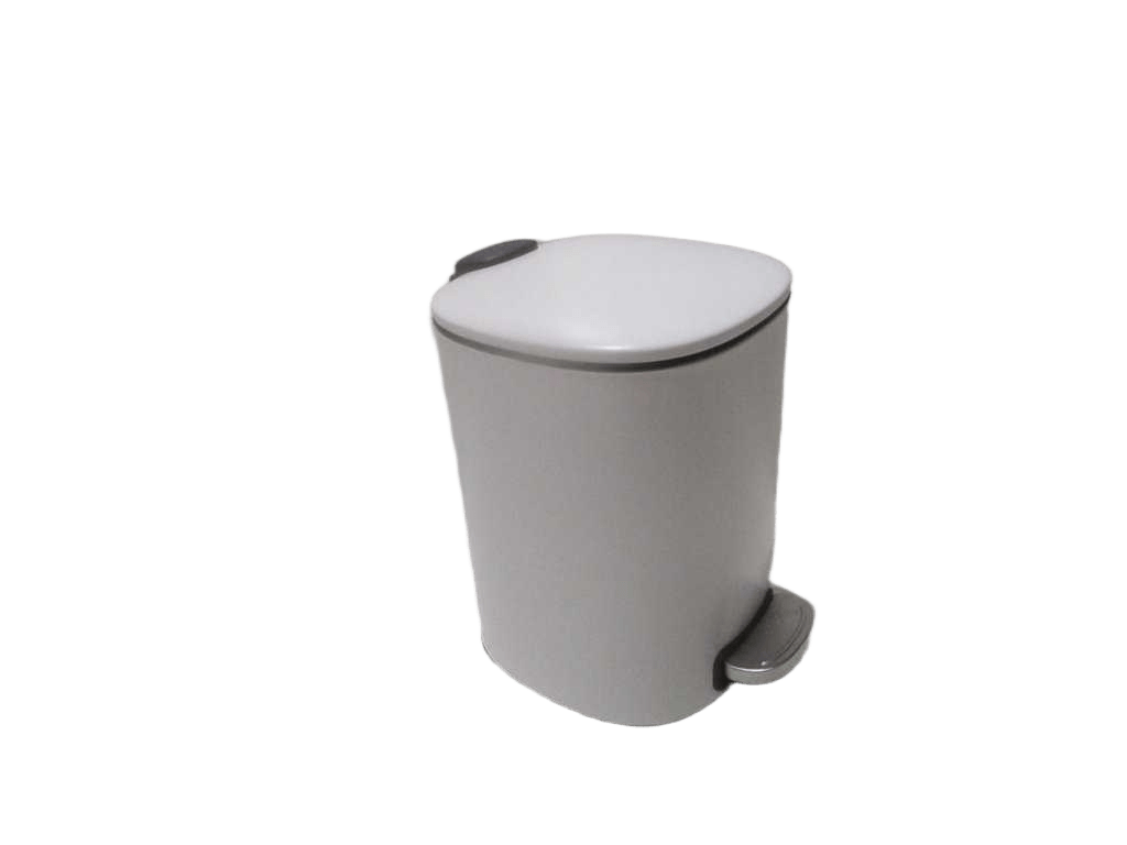 Dustbin Metal Carre 5l Frein De Chute A Pedale - White