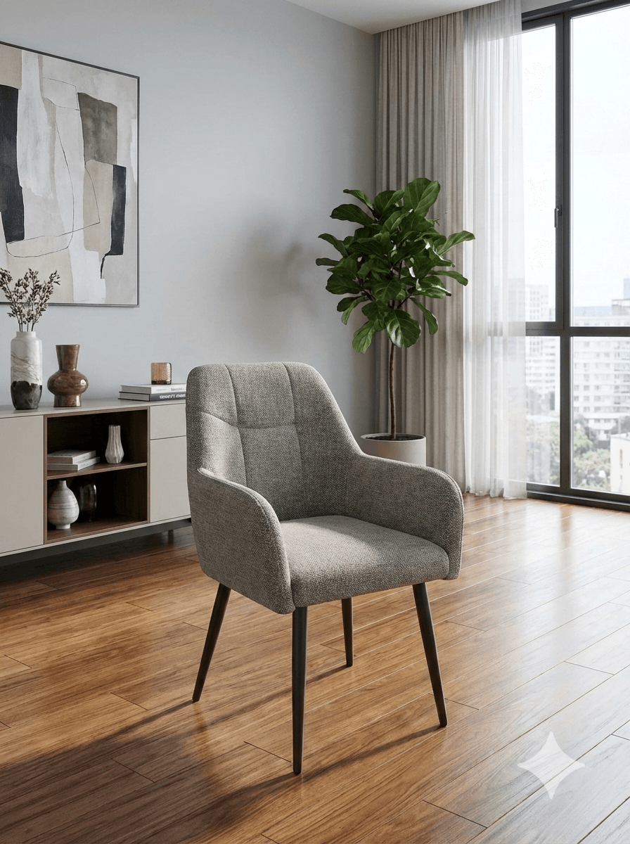 Dining Chair Black Metal Feet With Arms Uf885-14 Grey 57*44*85