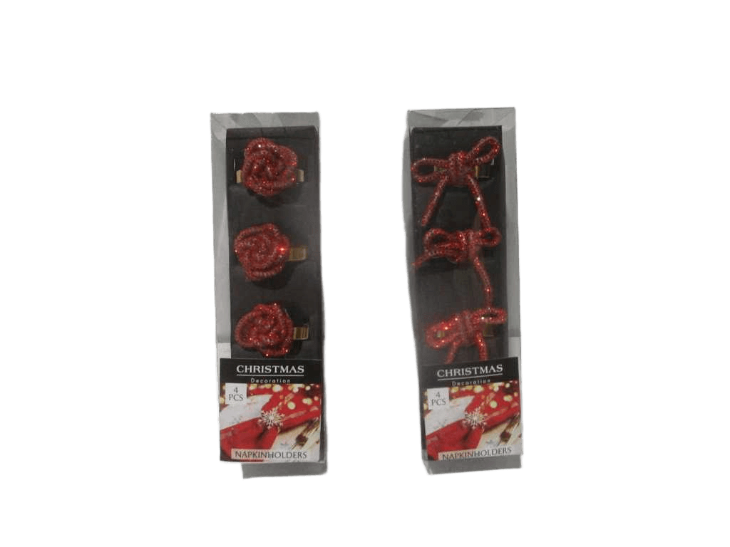 Napkin Ring Set4 Red 2ass D
