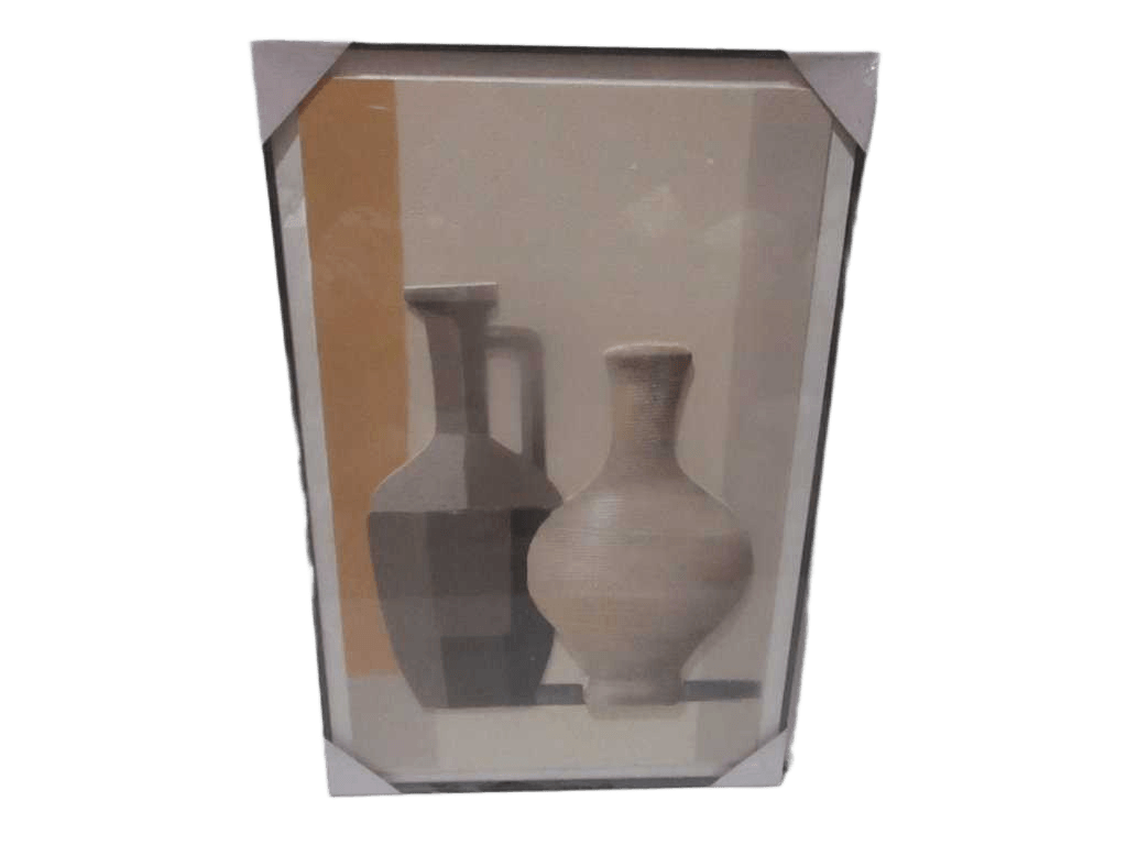 Painting 3d-Handmade 2 Vases Ps Frame Black Packing Blister 80x120cm