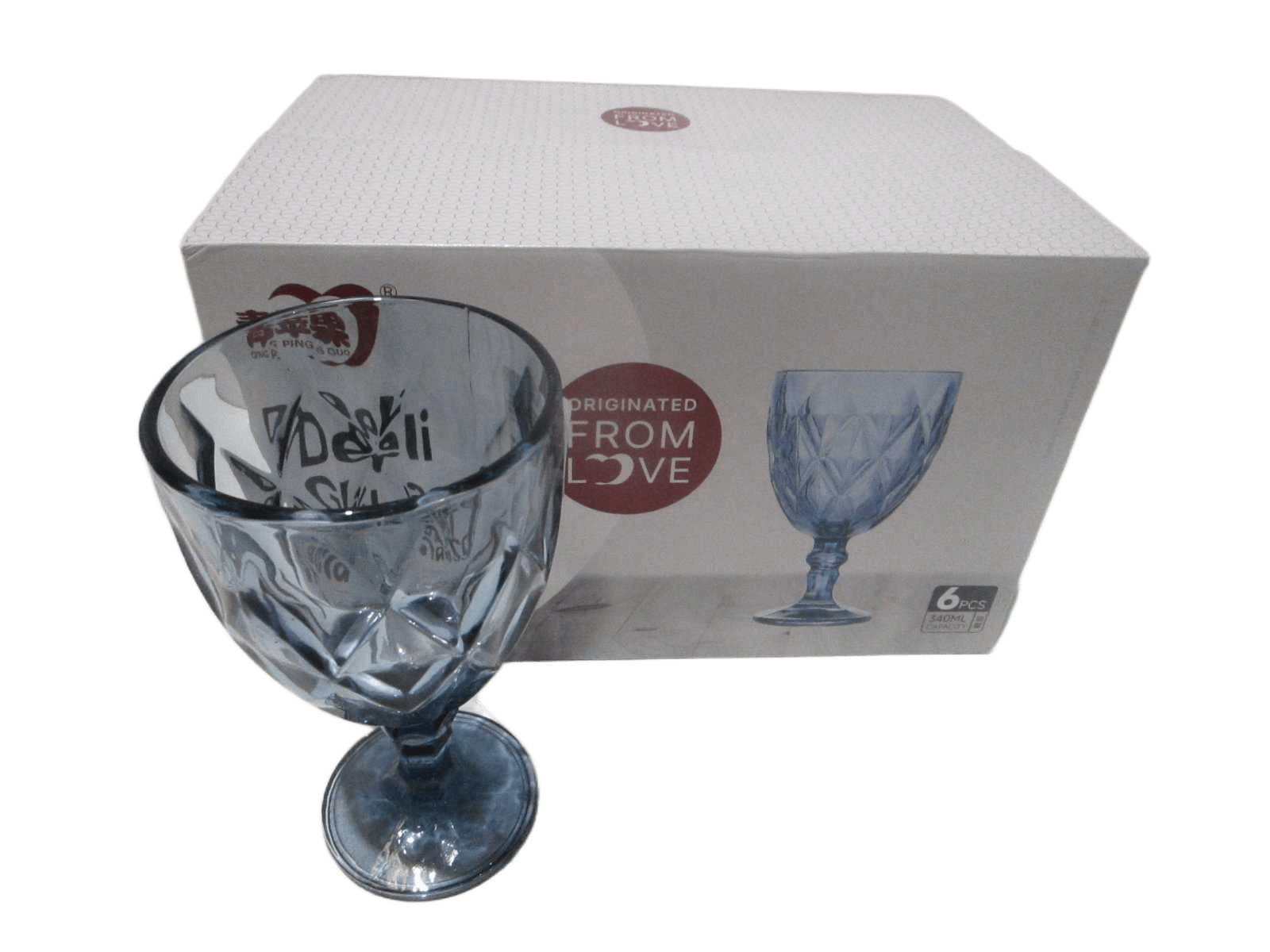 Cup Glass Juice Set Of 6 Cups In 1 Color Box Blue