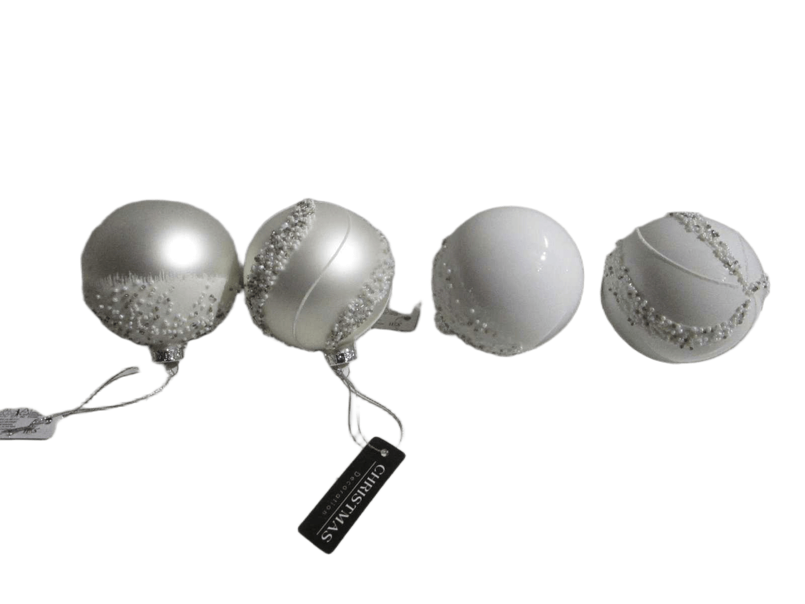 Ball Xmas 80mm White 4ass