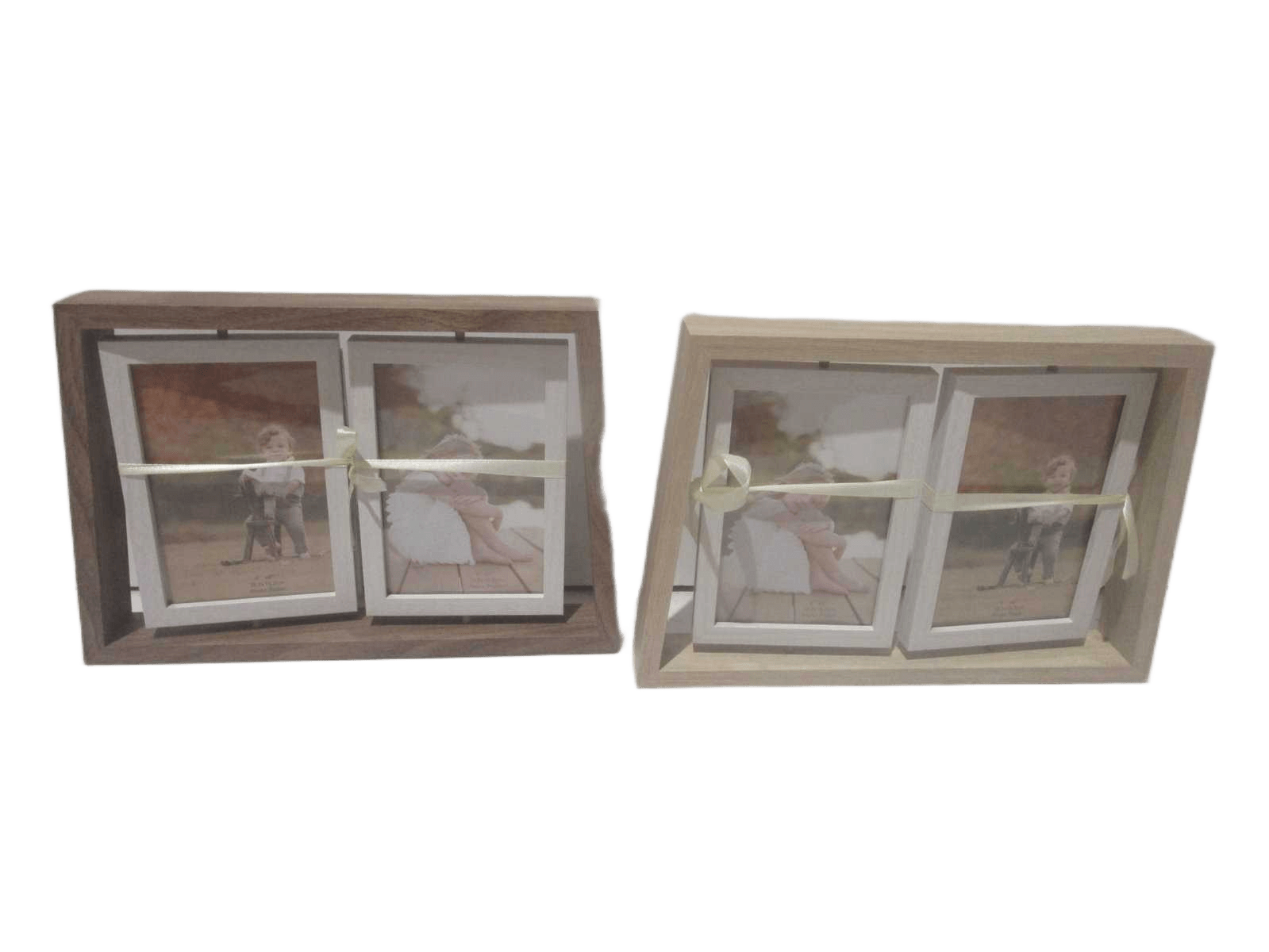 Photo Frame Beige Brown 2 Photos 4x8 Mdf 4x6 (32x21)