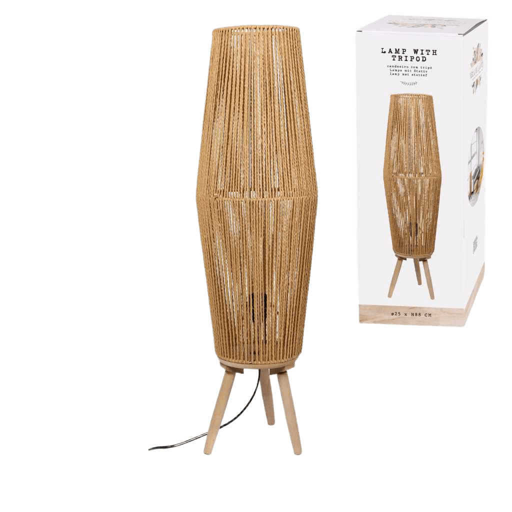Lamp Natural Living Leandra Rope With Wooden Tripod D25cm X H88cm