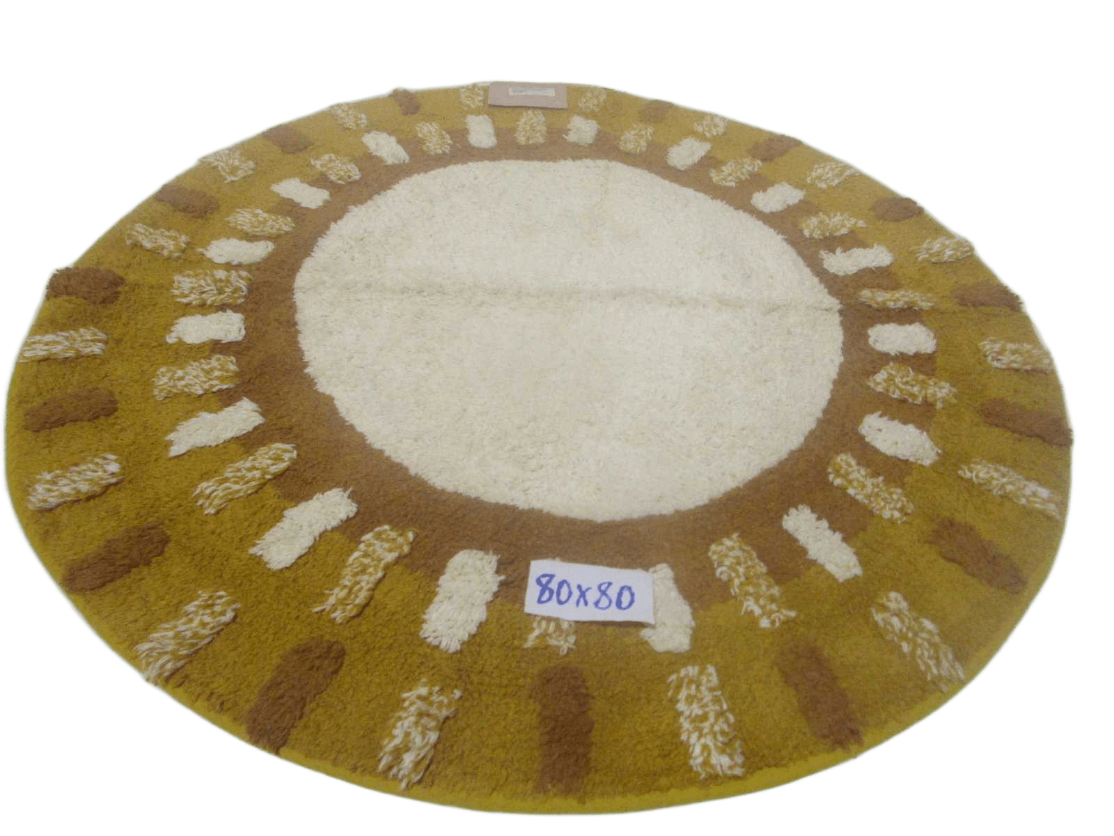Round Carpet Cotton Tuffed Without Laces Latex Backing 1700 Gsm Vcp/Bm/102698 80x80
