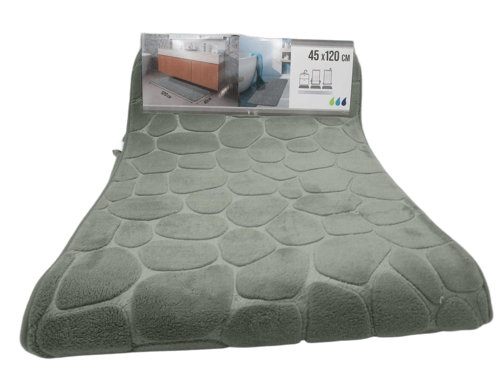 Memory Pad Shape Microfiber Pebble 45x120 Cm - Kaki