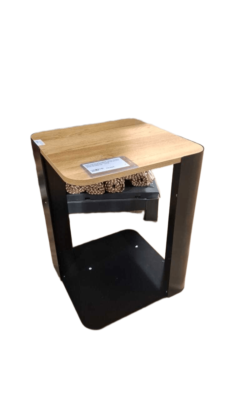 End Table Melamine, Iron Frame Iron Black/ Wood Oak 40*40*52.5