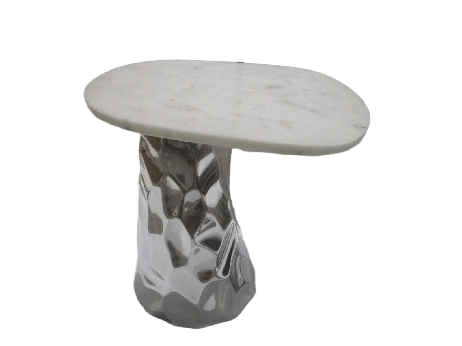 Pedestal Table Large Set Polished Finished Aluminium With 18mm White Marble