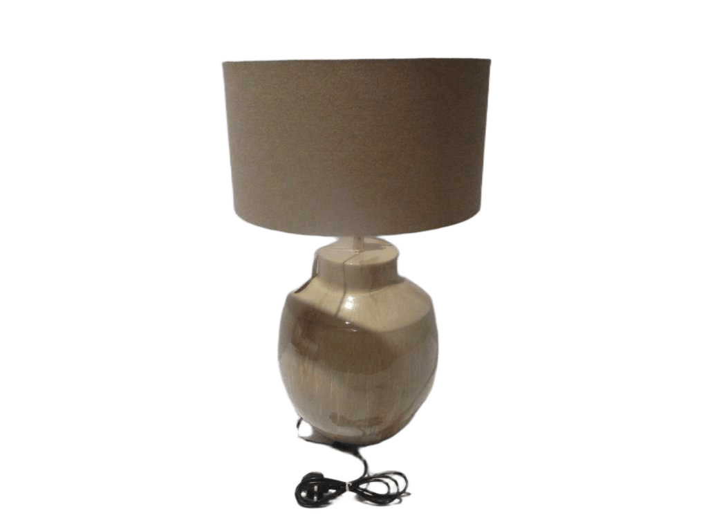 Lamp Iron Base With Fabric Beige Shade
