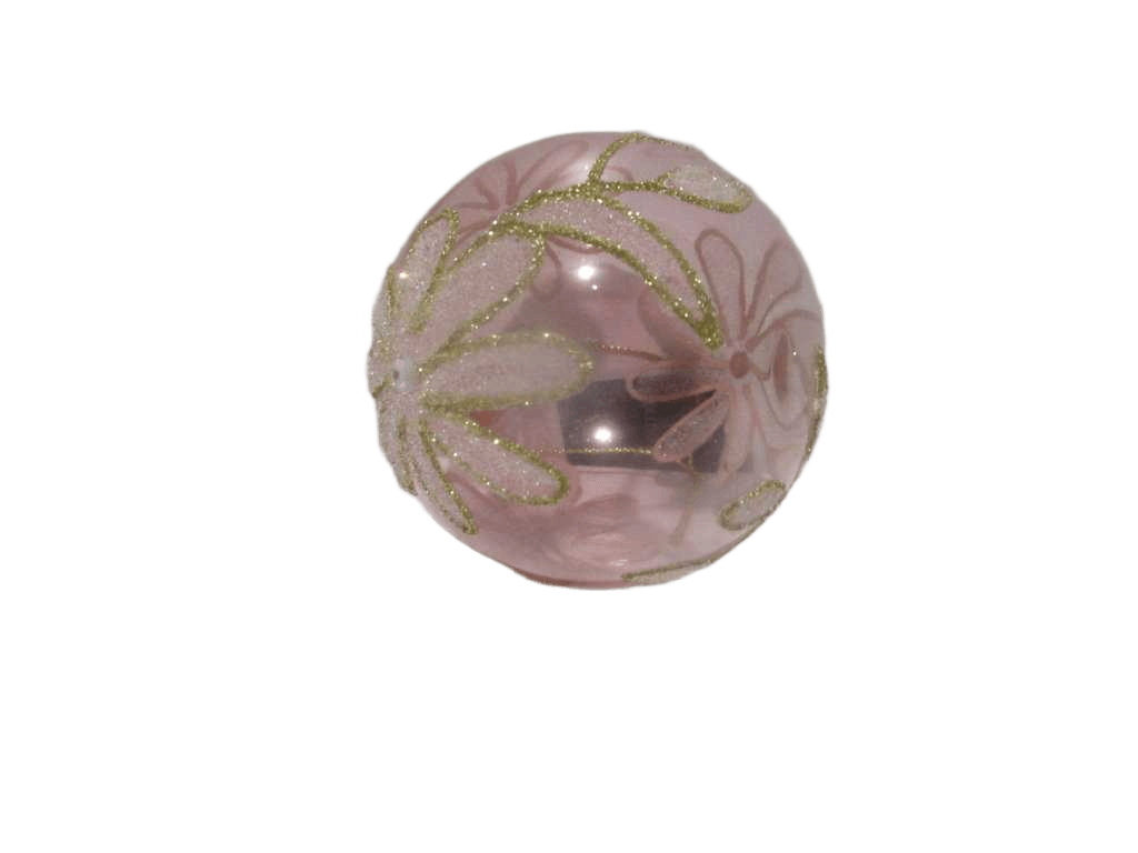 Glass Ball 80mm Pink Daisies