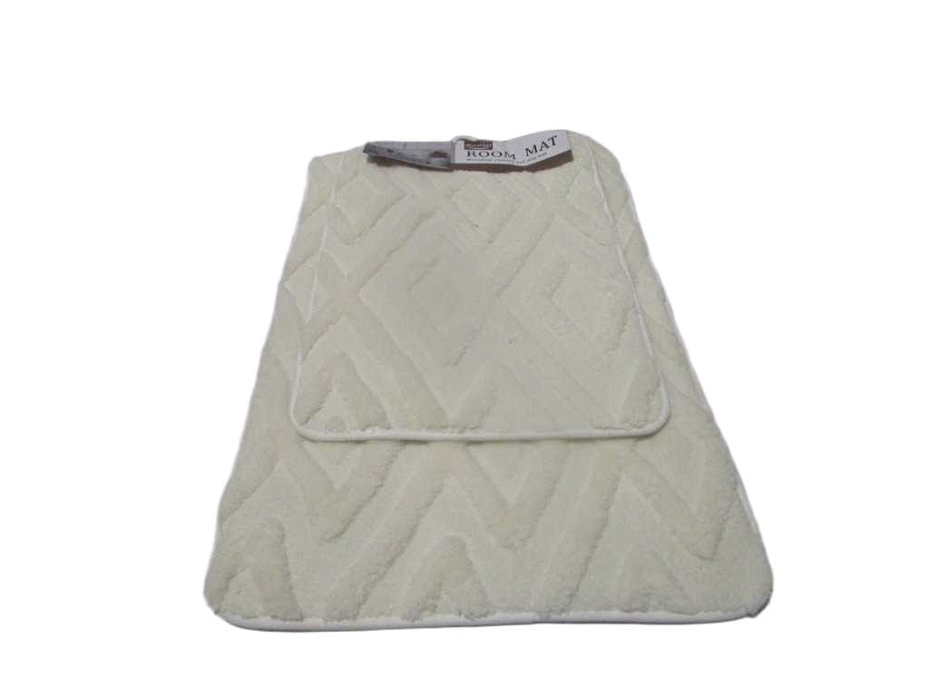 Mat Microfiber Chenille Anti-Slip Set Of 2pc 0.8cm White 40x60 50x80