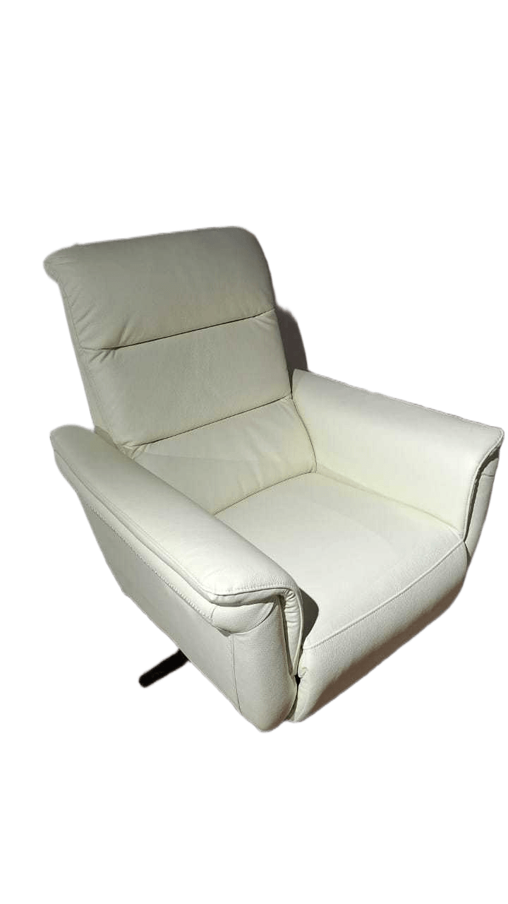 Chair Single With Electric Recliner 810 White Leather, Bonded Leather, Wood, Foam 87x90x106